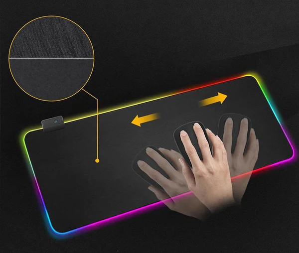 RGB Gaming Musematte med 13 Lysmoduser, Nano-Teksturert Overflate & Skli-Sikker Bunn