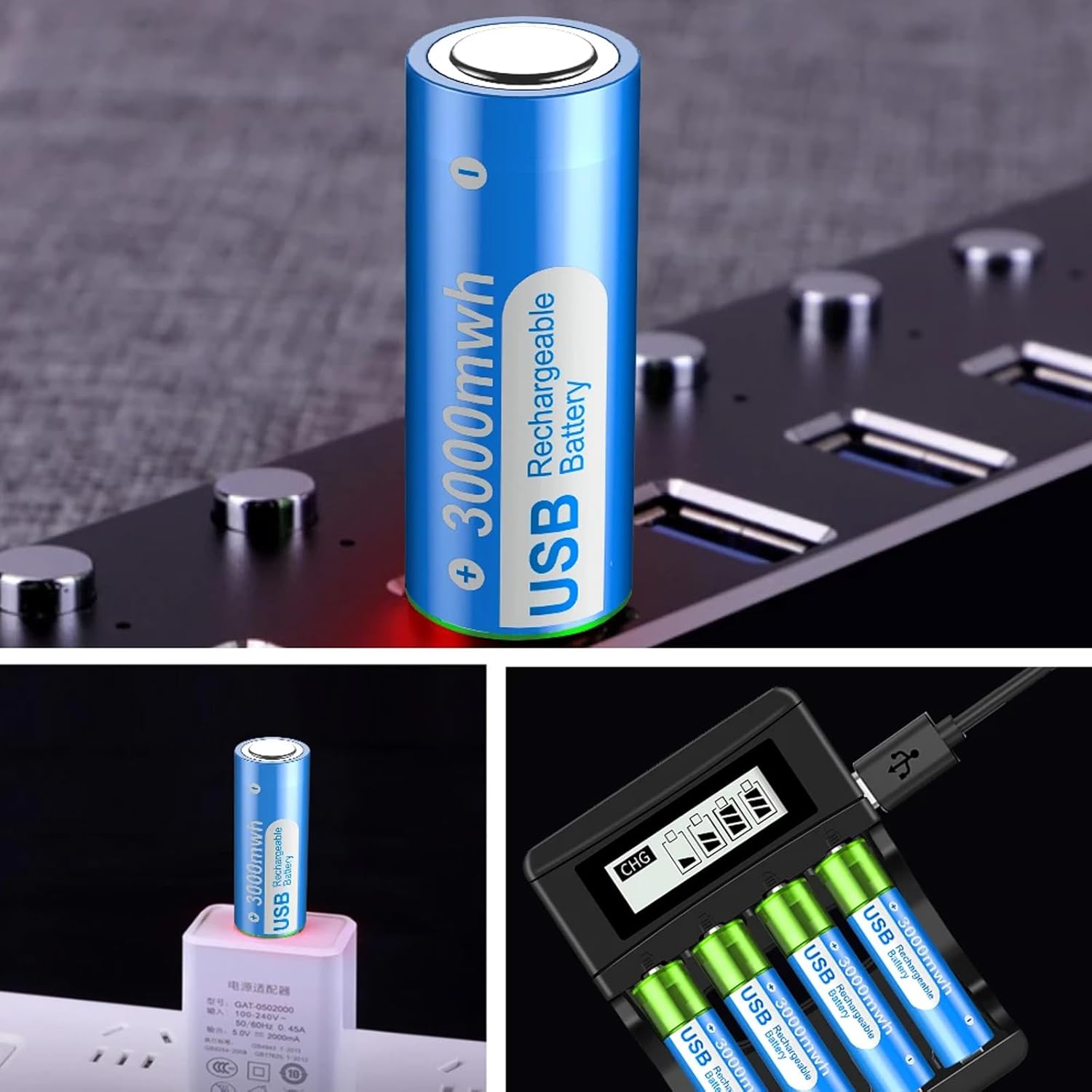 PowerLink oppladbare USB AA-batterier – Enkel lading