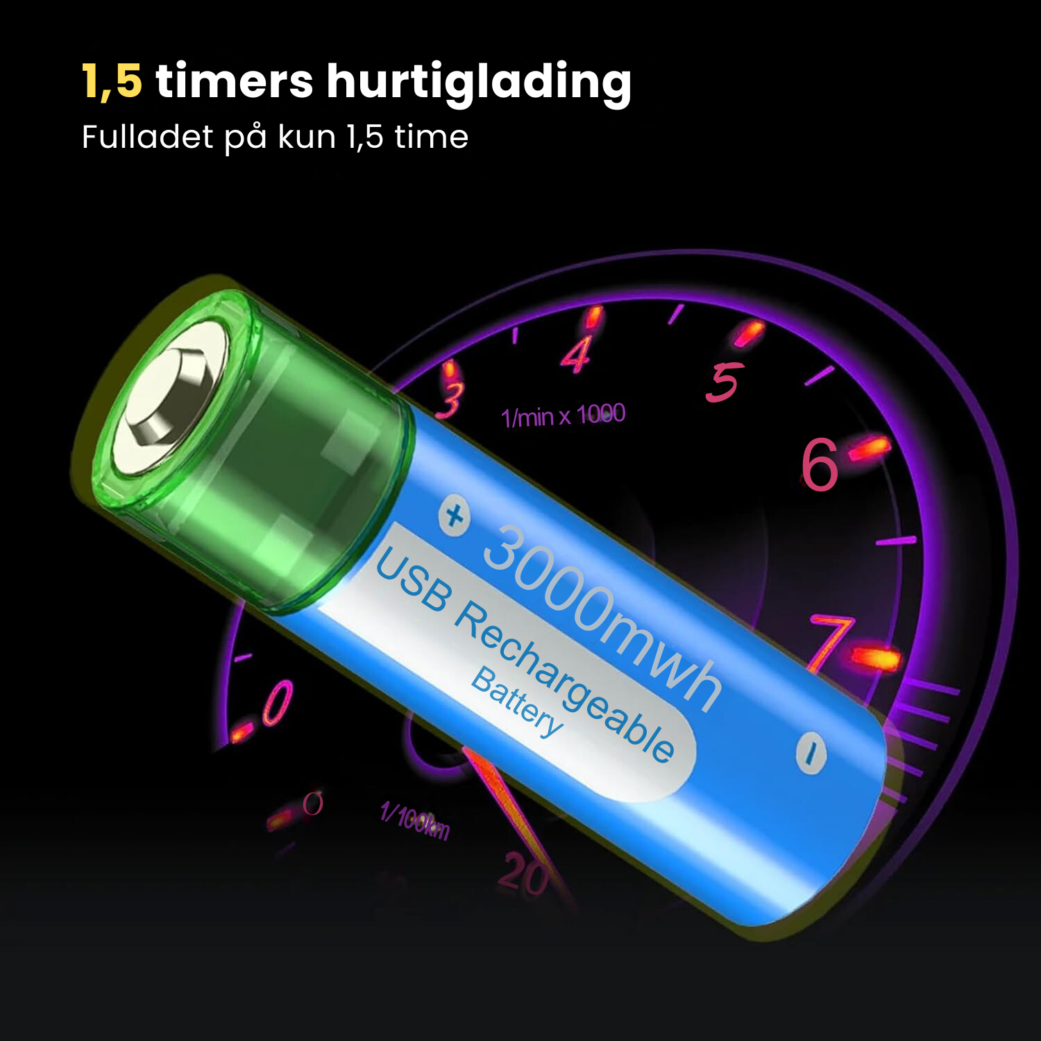 PowerLink oppladbare USB AA-batterier – Enkel lading