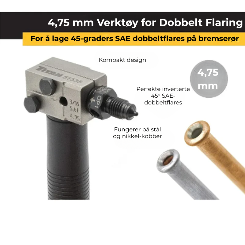 Universelt verktøysett for flensing av bremserør
