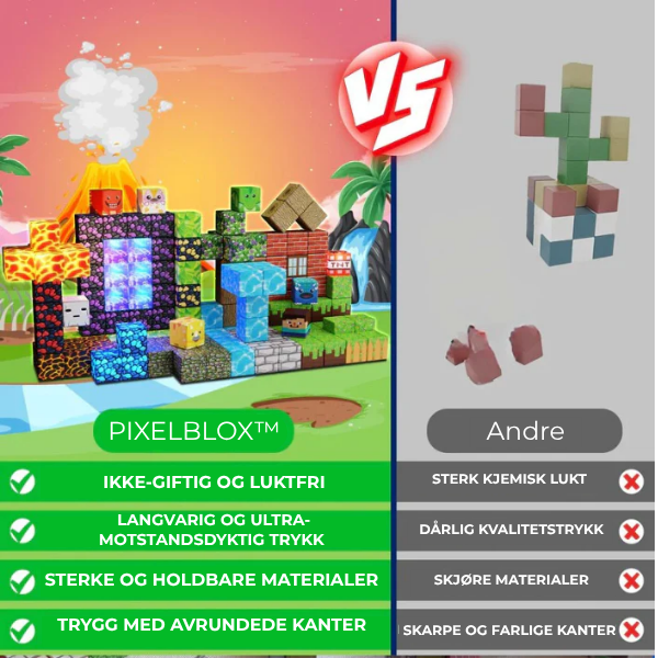 PixelBlox™ – Magnetiske byggeklosser for barn | STEM-læringsleker