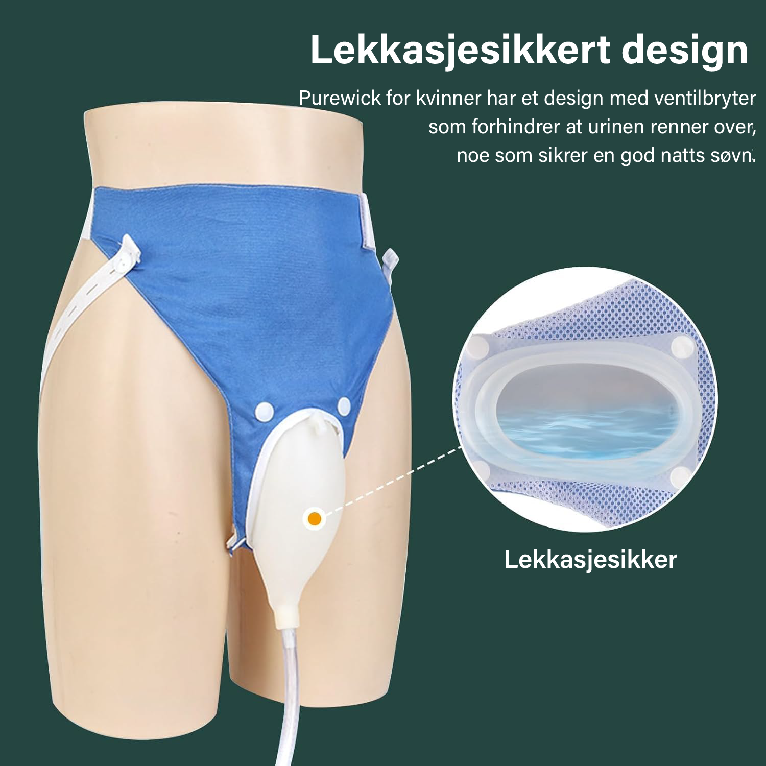 Lekkasjesikker gjenbrukbar medisinsk urinpose