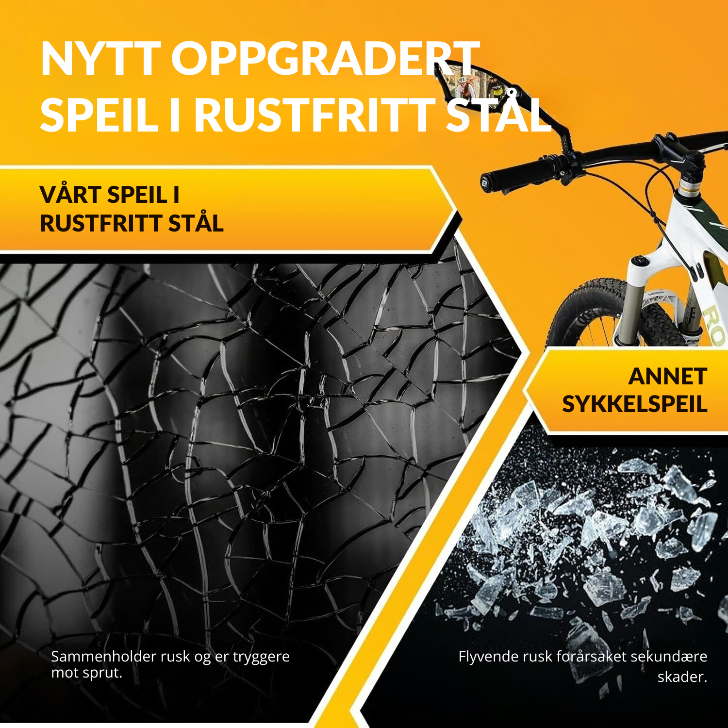 RideGuard™ Sykkelspeil – 360° Bakspeilklarhet og urokkelig stabilitet