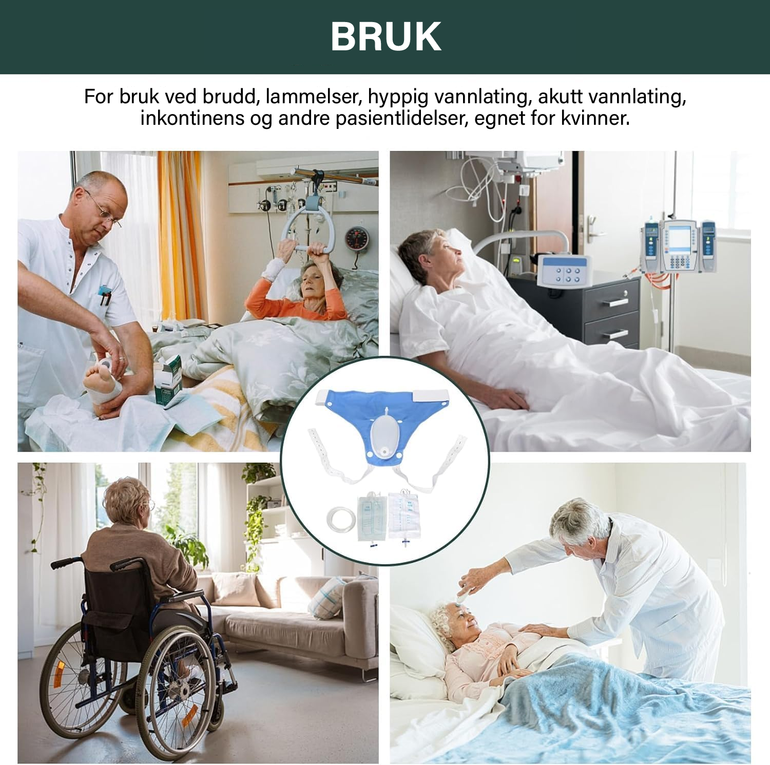 Lekkasjesikker gjenbrukbar medisinsk urinpose