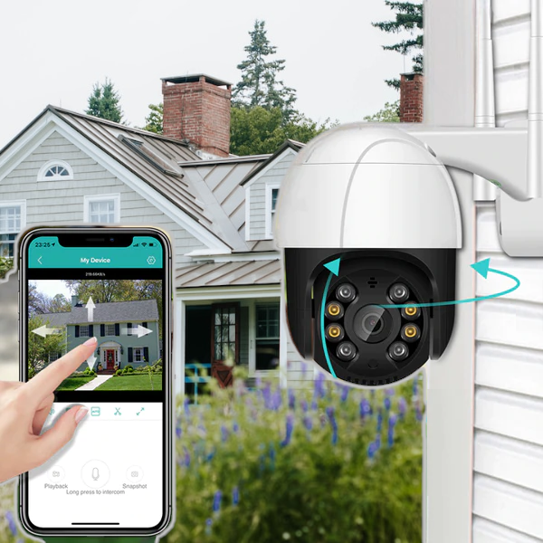 Utendørs IP-kamera | Full HD 1080P | Pan/Tilt | Nattsyn | Bevegelsesdeteksjon | Vanntett (IP66) | WiFi & LAN | SecuFirst App