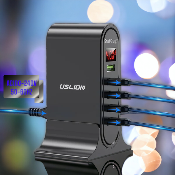 5-Port USB-ladestasjon – Rask og effektiv lader for flere enheter hjemme og på kontoret
