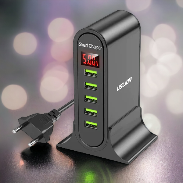 5-Port USB-ladestasjon – Rask og effektiv lader for flere enheter hjemme og på kontoret