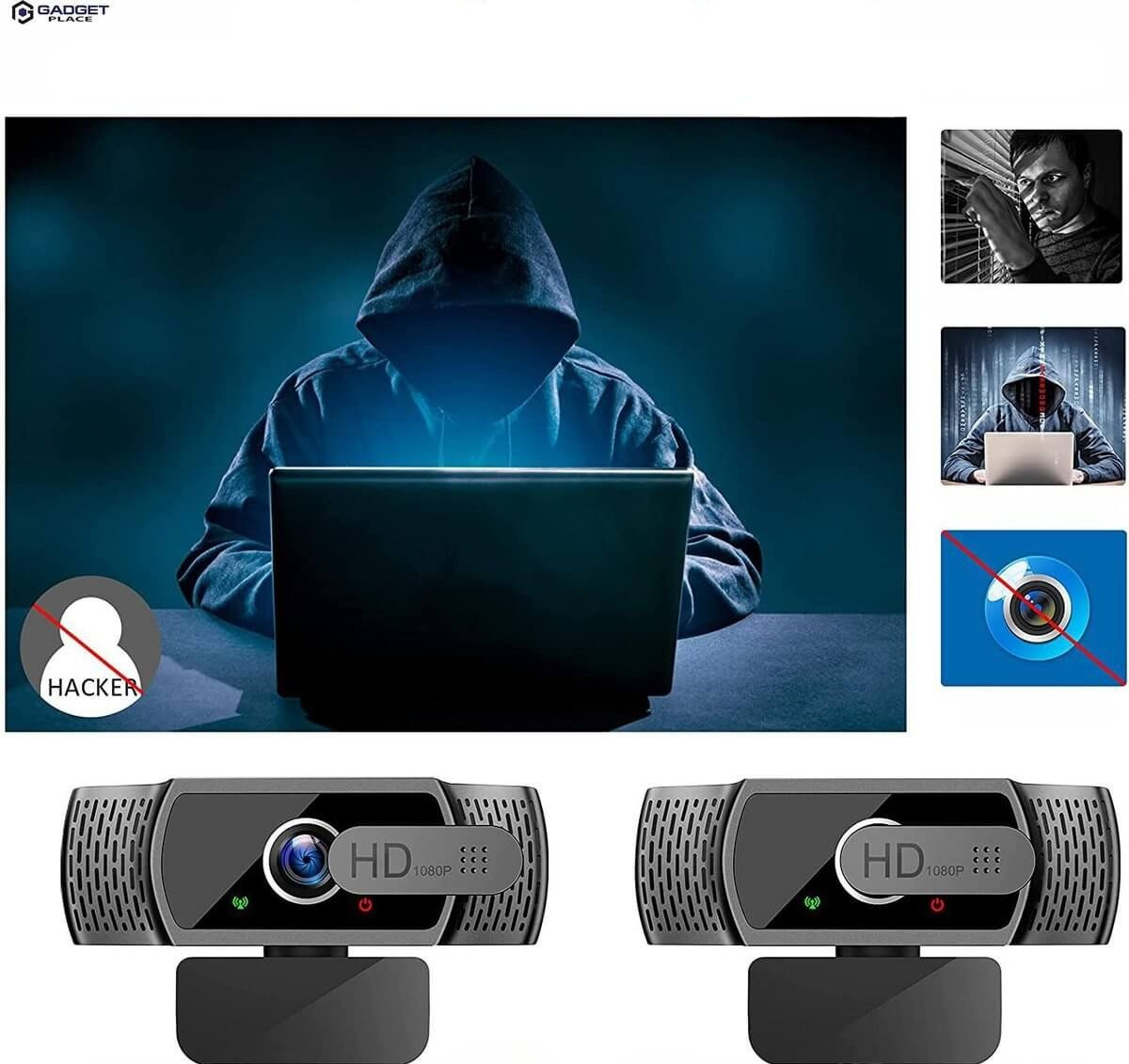 Gadgetplace Full HD 1080P Webkamera – Plug & Play, Innebygd Støyreduserende Mikrofon, 90° Vidvinkel