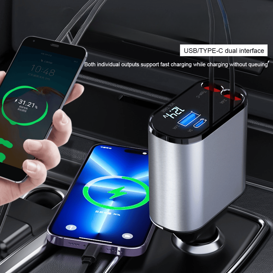 Hurtiglader til bil – Rask lading for iPhone, Xiaomi, Huawei, Samsung m.fl.