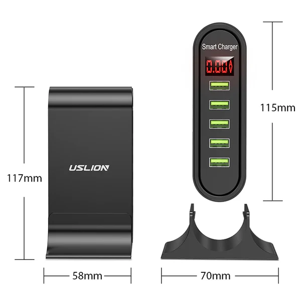 5-Port USB-ladestasjon – Rask og effektiv lader for flere enheter hjemme og på kontoret