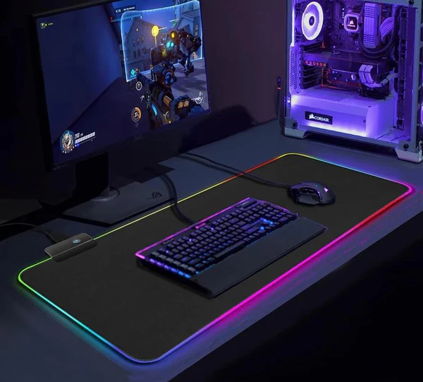 RGB Gaming Musematte med 13 Lysmoduser, Nano-Teksturert Overflate & Skli-Sikker Bunn