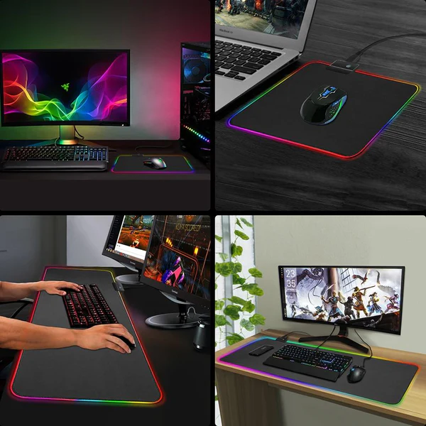 RGB Gaming Musematte med 13 Lysmoduser, Nano-Teksturert Overflate & Skli-Sikker Bunn