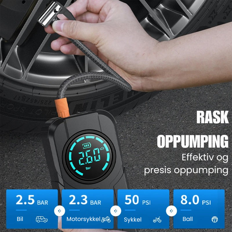 OmniPump™ Pro: 4-i-1 bærbar luftkompressor og nødverktøy