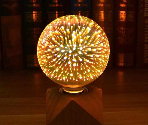 3D LED Dekorativ Lyspære – Sølvbelagt Glass, E27, 6.3 Tommer
