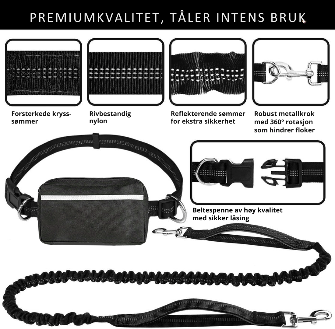 DoggoBelt™ | Handsfree hundebånd med glidelåslomme