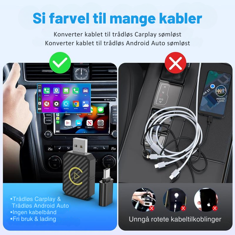 AutoPlugGo™ | Mini Trådløs CarPlay-adapter