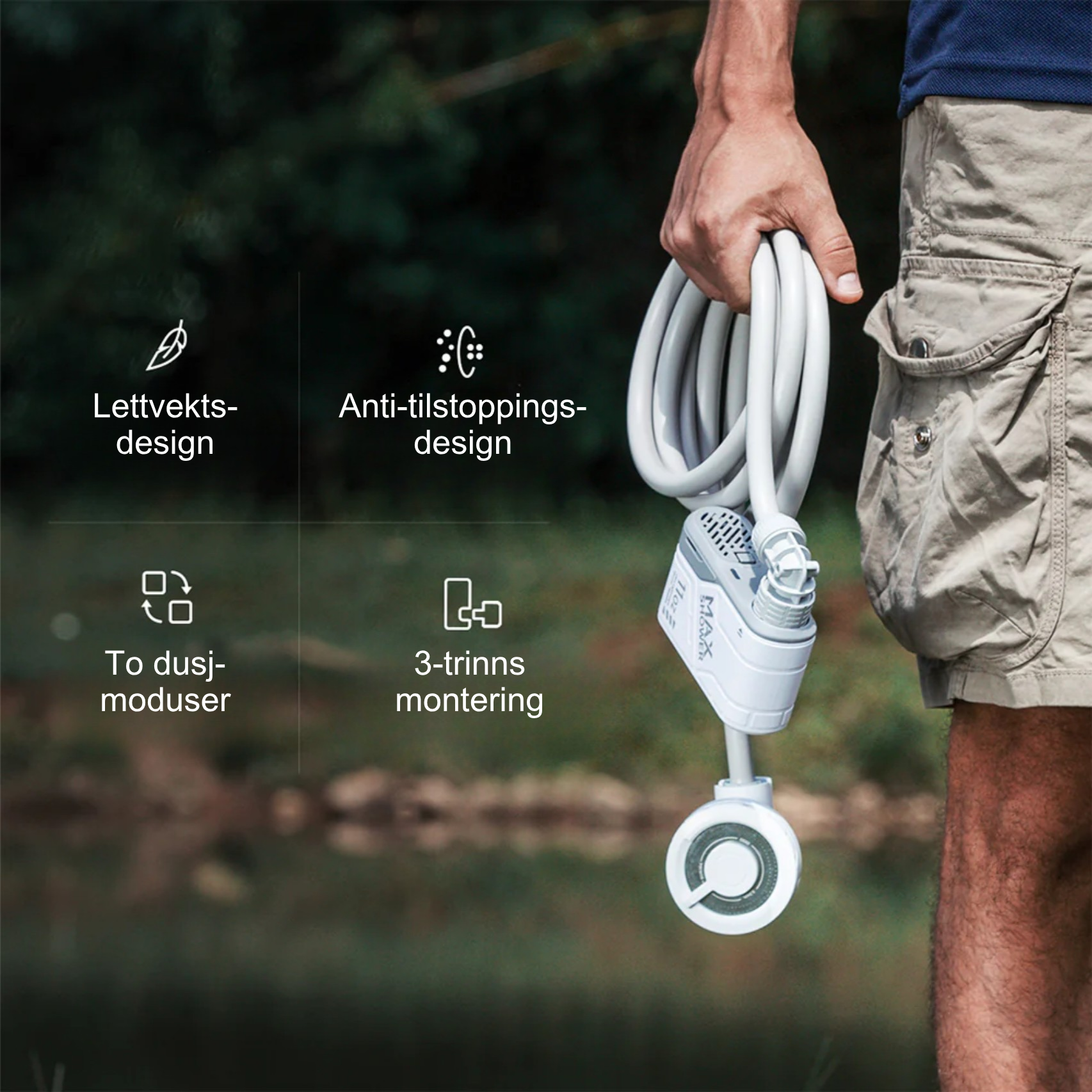 TrailShower™ | Oppladbar Umiddelbar Utendørsdusj