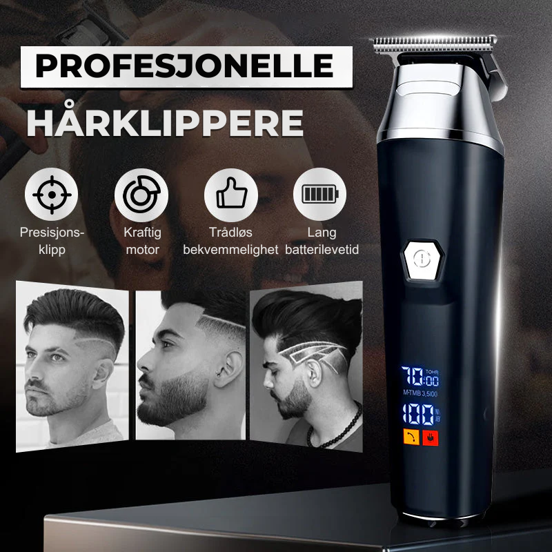 ClipPro™ | LCD-skjerm Profesjonell Elektrisk Hårklipper