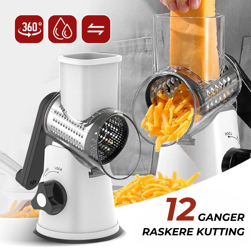 SwiftGrate Pro™ | Multifunksjonell Manuell Roterende Rivejern & Kutter
