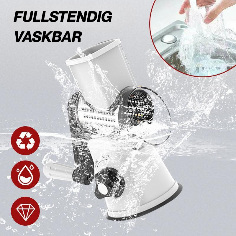 SwiftGrate Pro™ | Multifunksjonell Manuell Roterende Rivejern & Kutter
