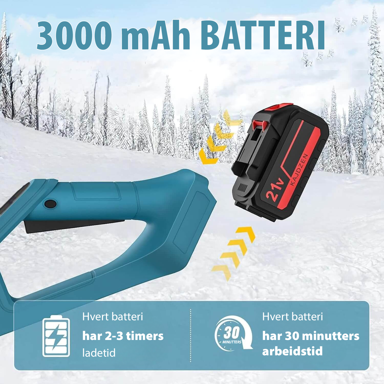 Batteridreven Snøskuffe
