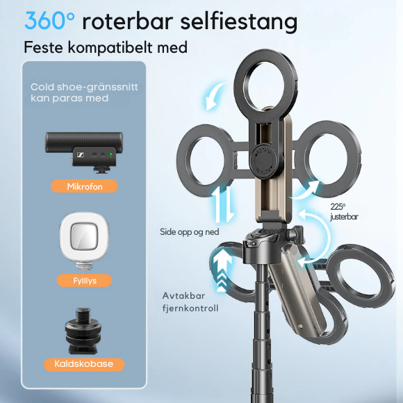 UniStiq™ |  Bærbar multifunksjonell selfiestang