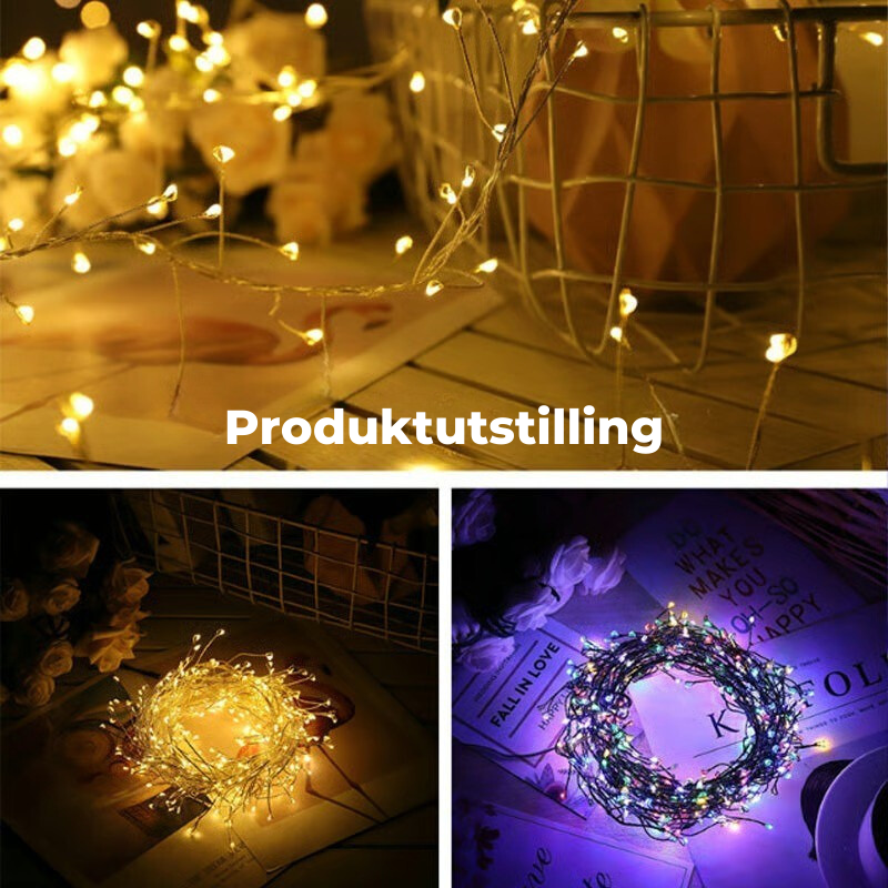 ✨ TwinkleGlow Julelys – Varme LED-lysslynger for tre, vinduer, soverom og juledekor 🎄
