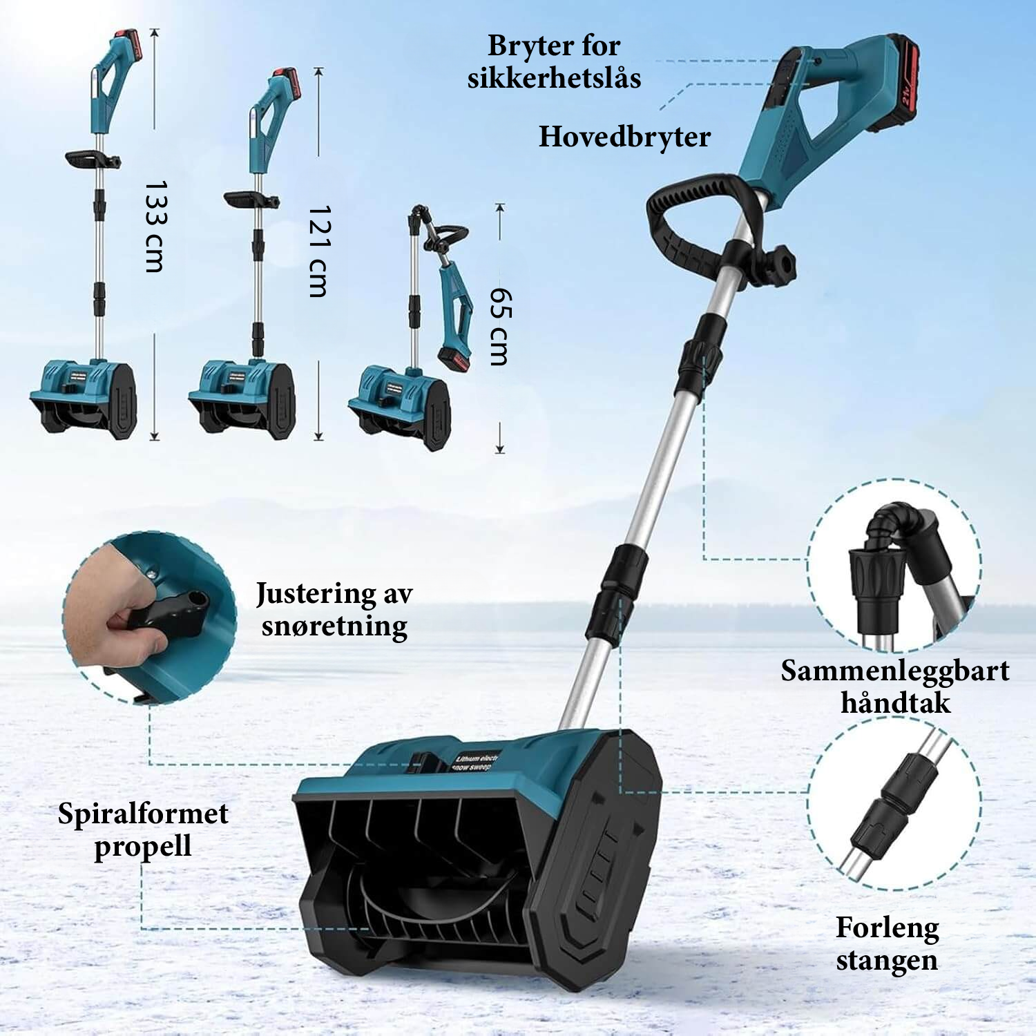 Batteridreven Snøskuffe