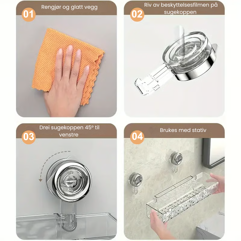 GripLock Shower Caddy™ – Baderomshylle uten boring med sterk sugekraft og plassbesparende design