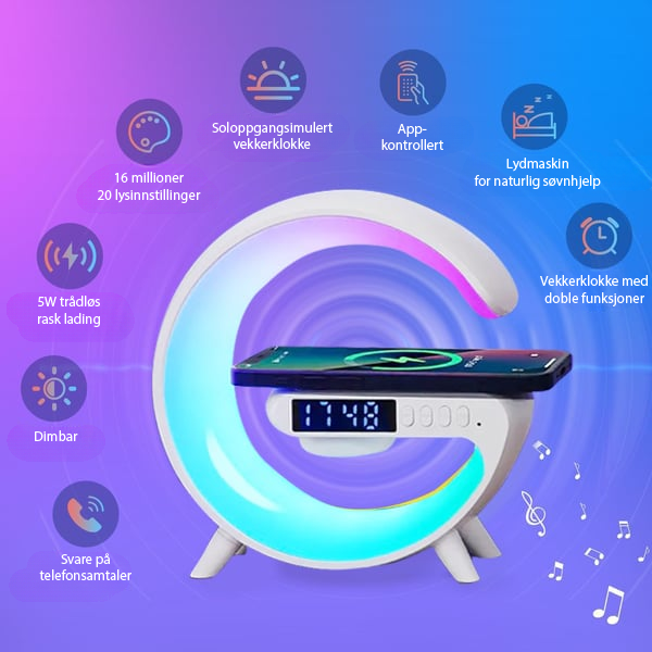 GlowTunes Smart Lamp - Multifunksjonell Bluetooth-høyttaler