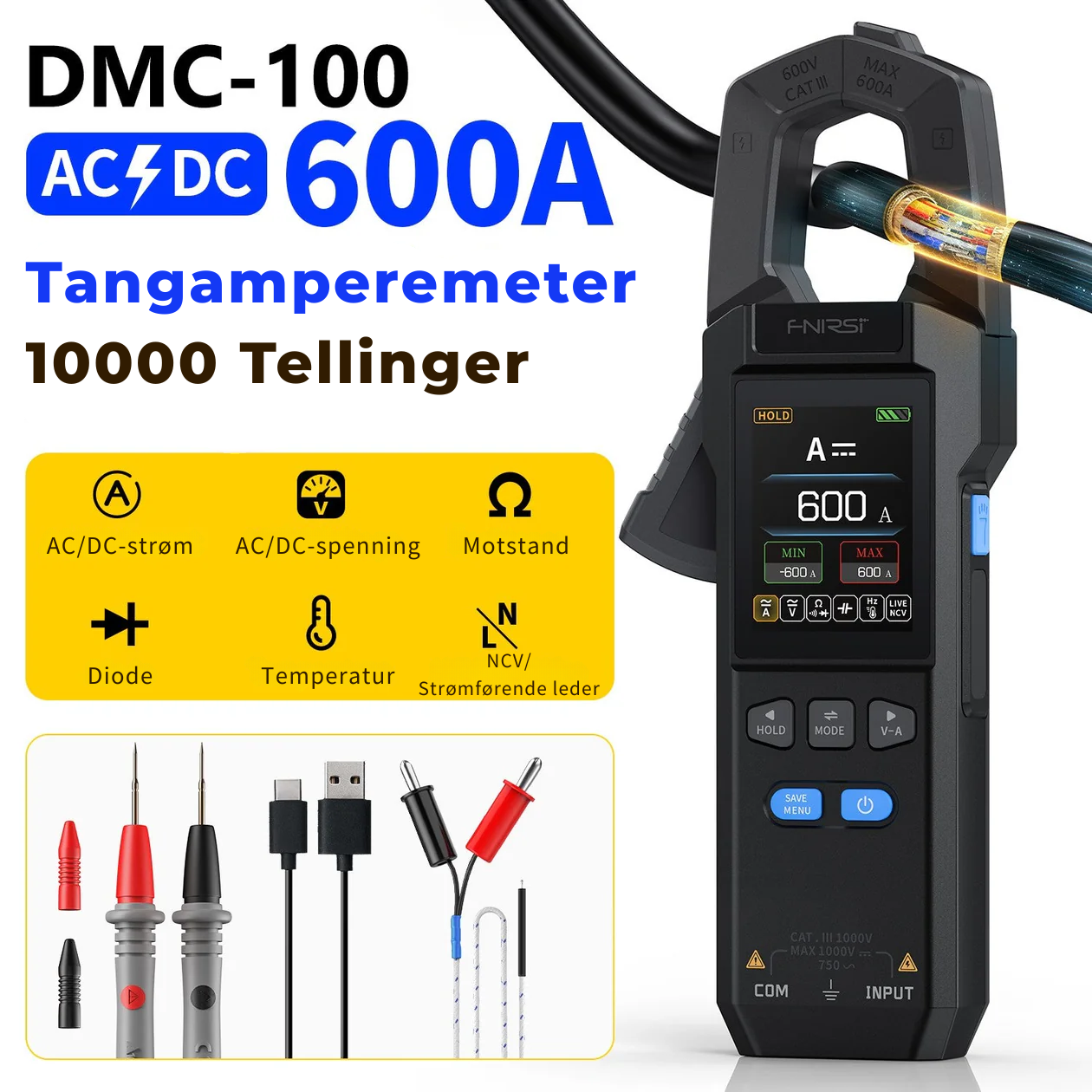 DMC-100 SmartMeter™ | Presisjons Strømtang Multimeter med Fargeskjerm
