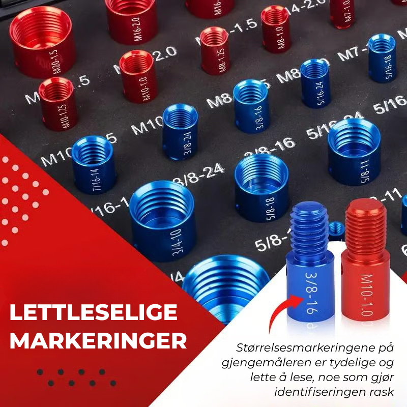 BoltGauge X44 – 44-delt Universalt Gjengekontrollsett (Metrisk og SAE)