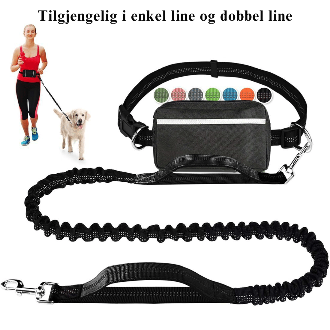DoggoBelt™ | Handsfree hundebånd med glidelåslomme