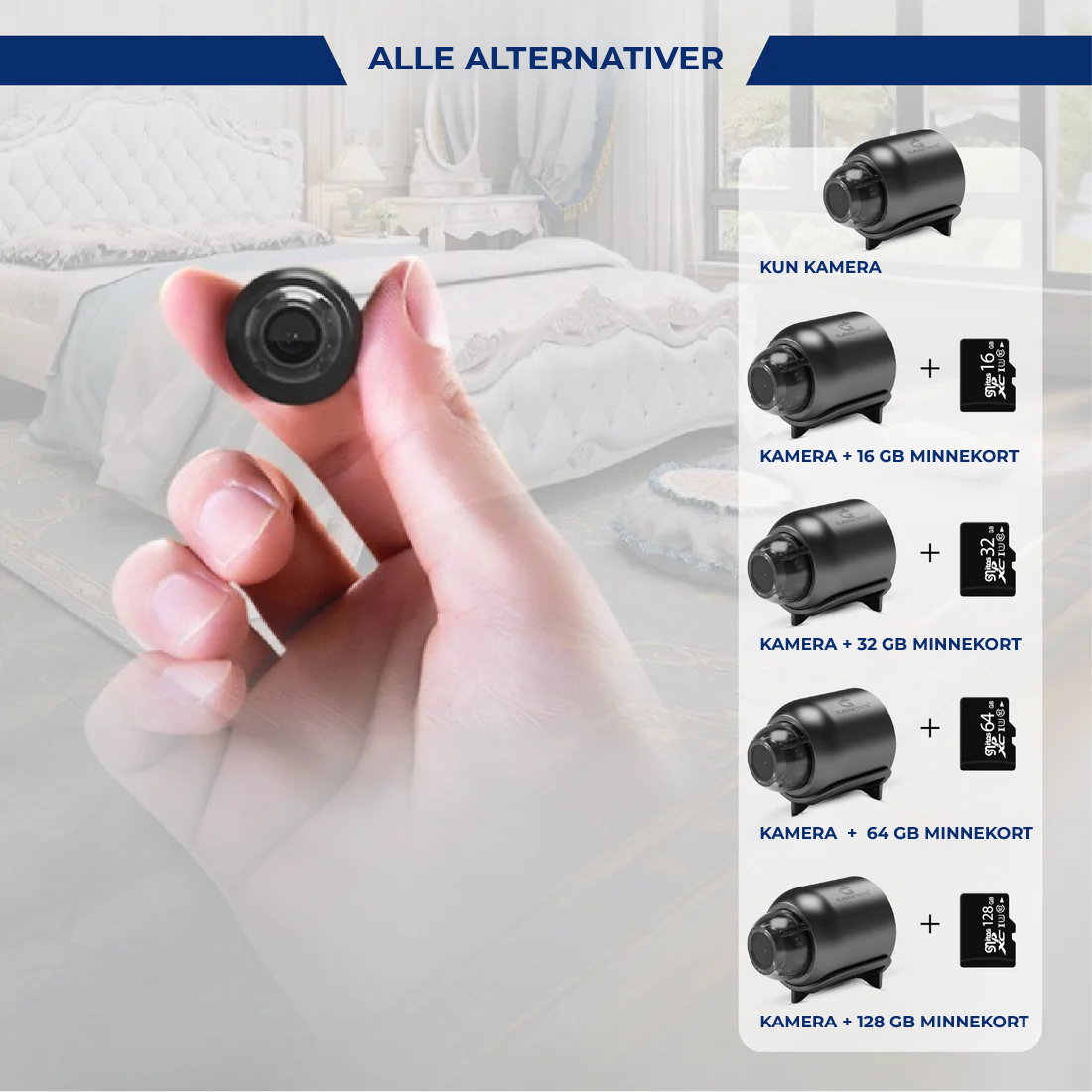 X5 Mini WiFi sikkerhetskamera - 1080P, nattsyn, bevegelsesdeteksjon