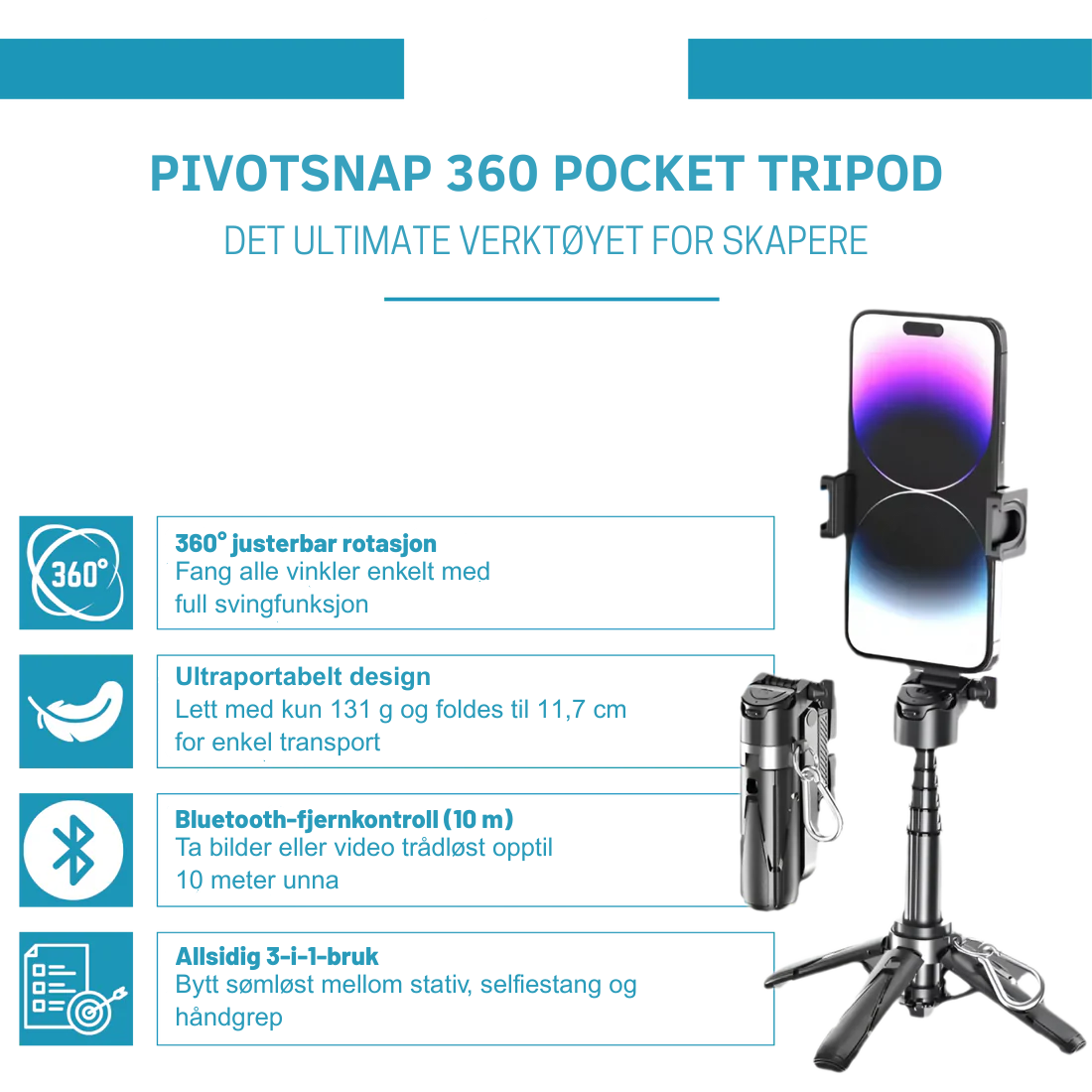 PivotSnap 360 Lommestativ