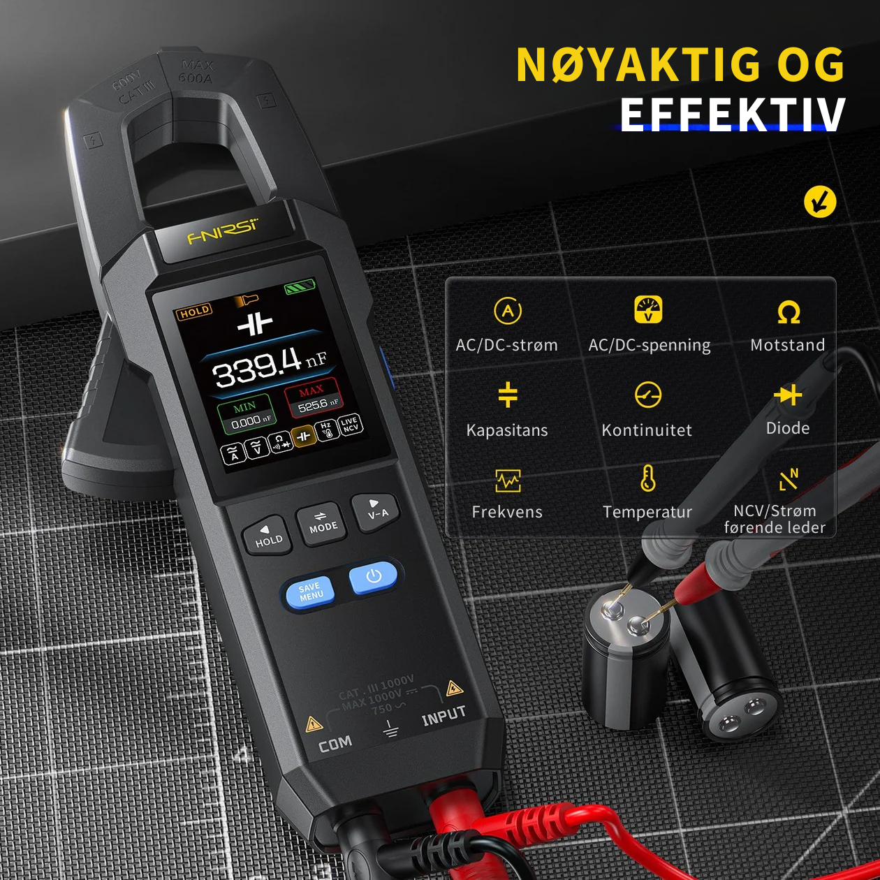 DMC-100 SmartMeter™ | Presisjons Strømtang Multimeter med Fargeskjerm