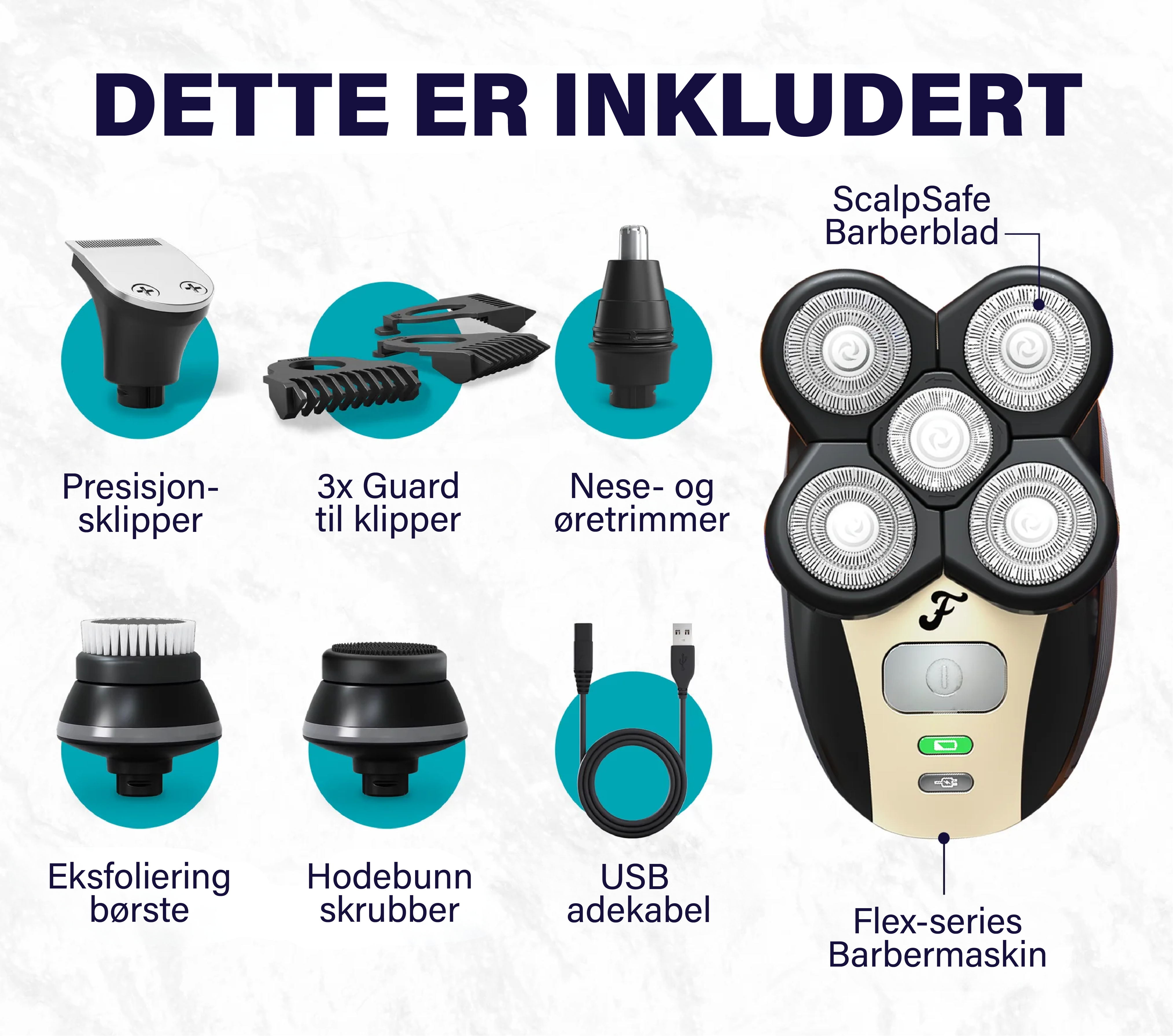FlexSeries® Pro: Hodebarbering alt-i-ett sett