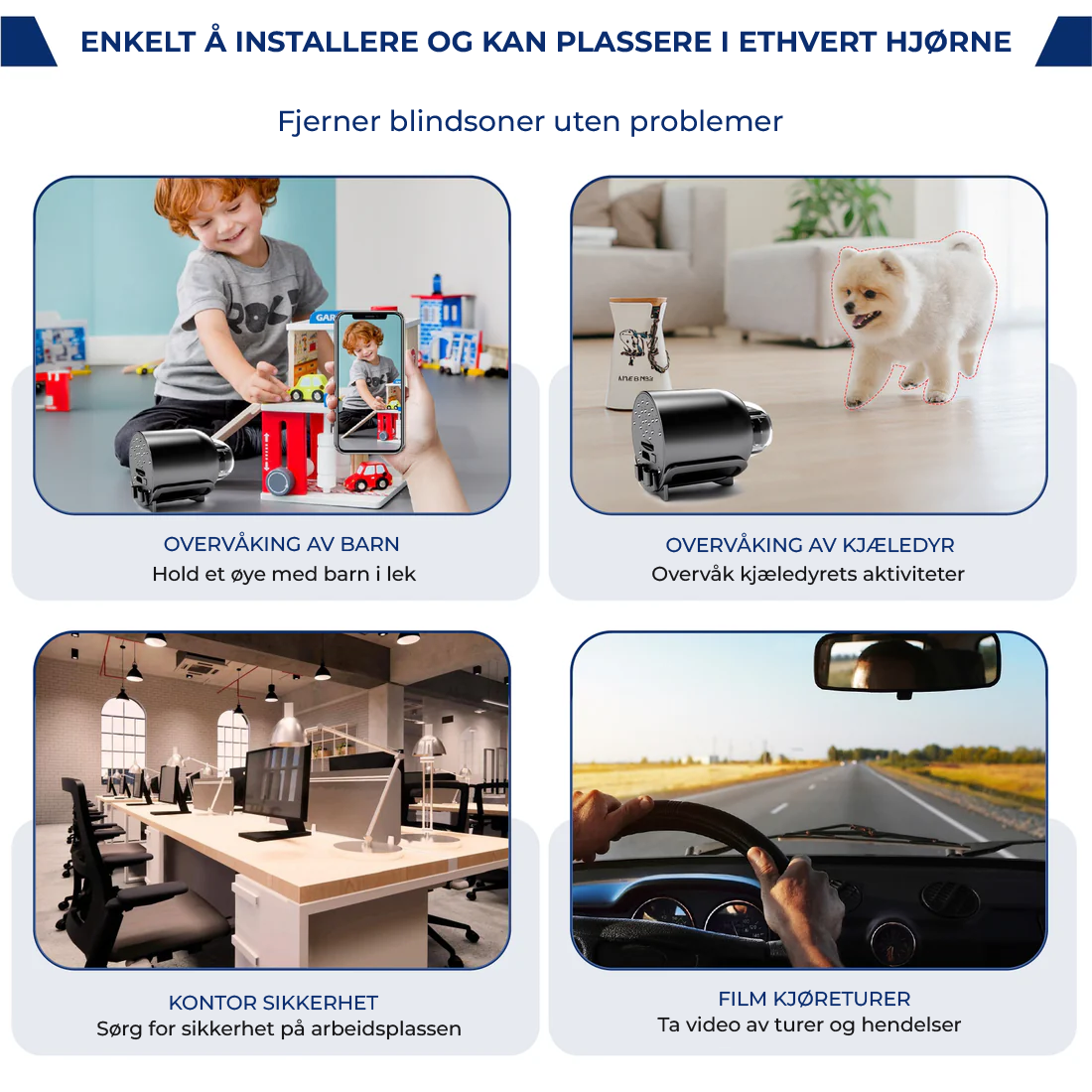 X5 Mini WiFi sikkerhetskamera - 1080P, nattsyn, bevegelsesdeteksjon