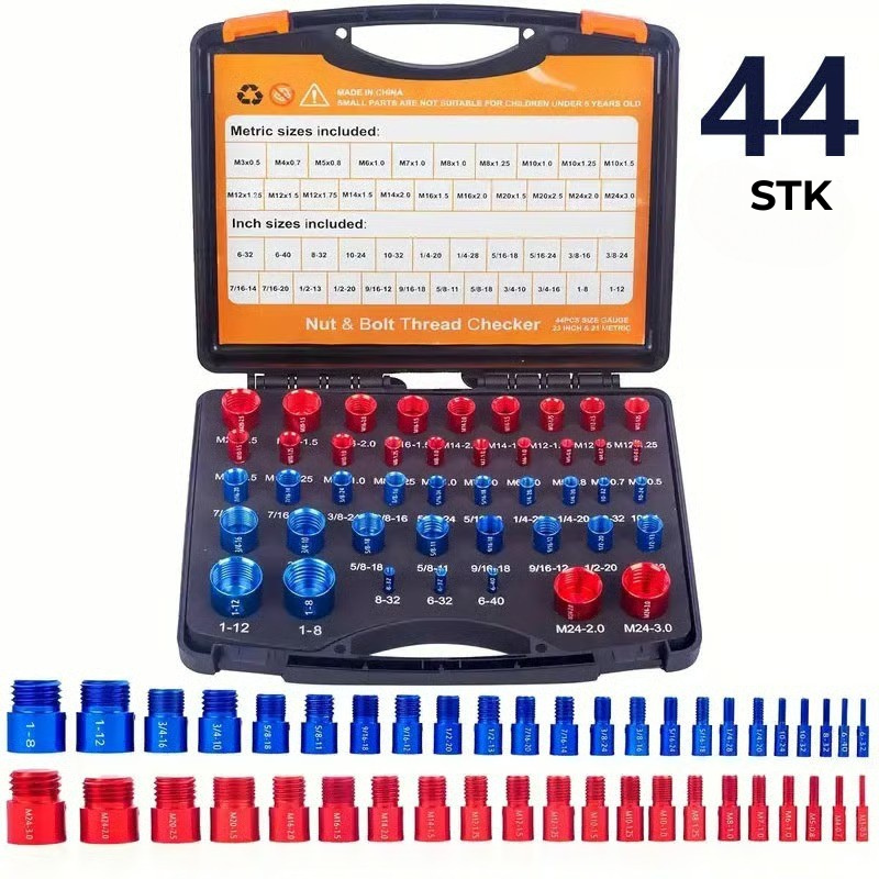 BoltGauge X44 – 44-delt Universalt Gjengekontrollsett (Metrisk og SAE)