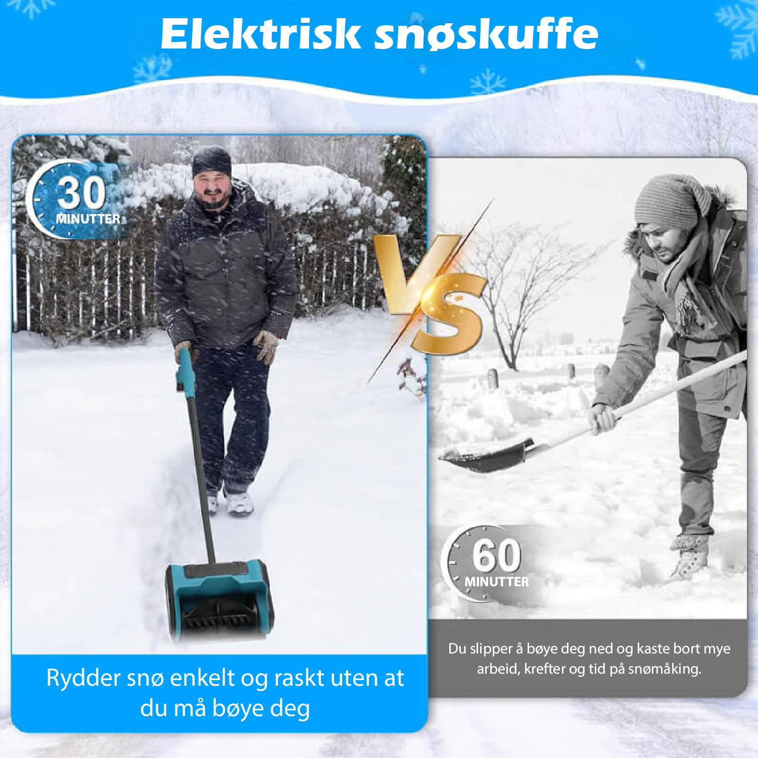 Batteridreven Snøskuffe