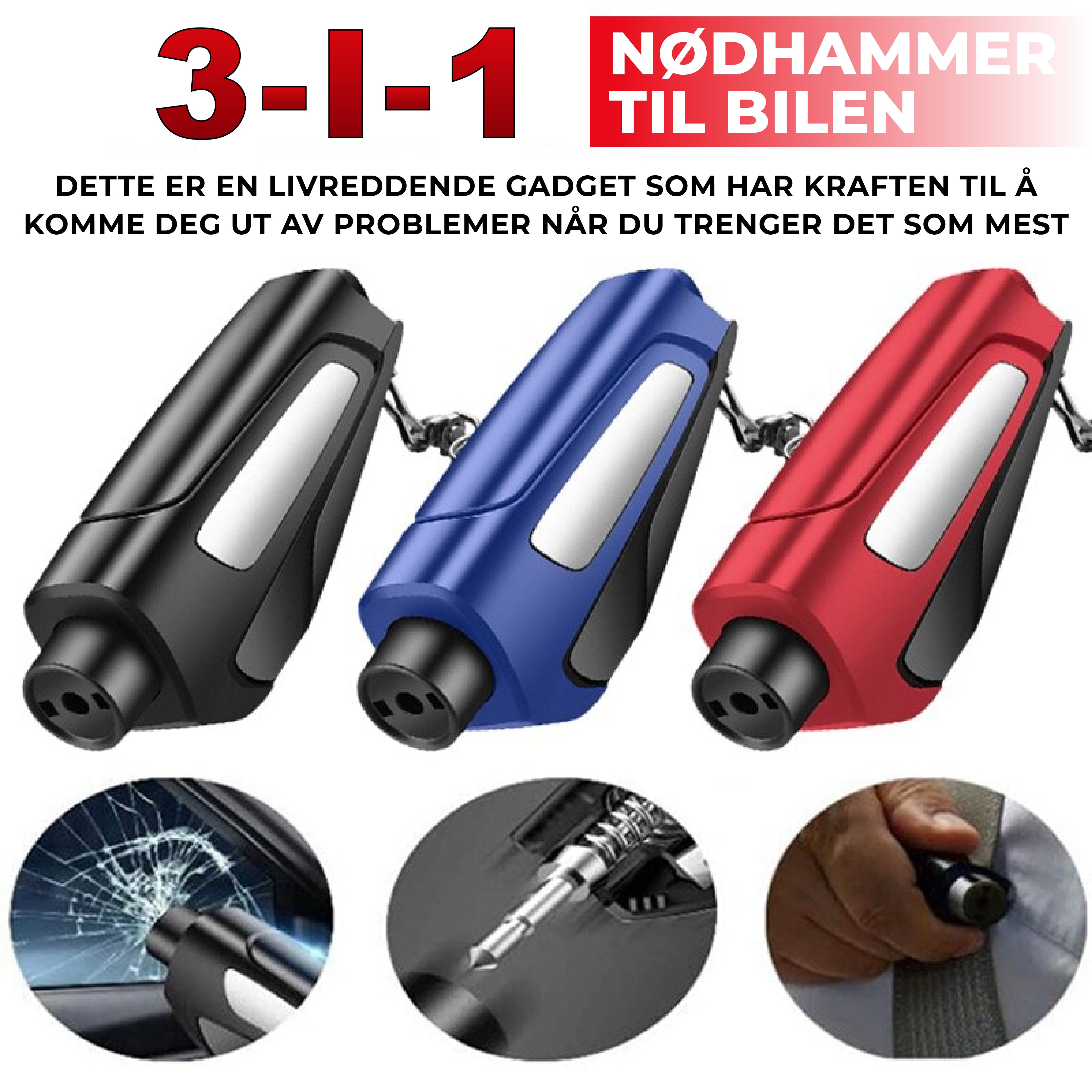 #3 in 1 Car Window Breaker | 1+1 gratis