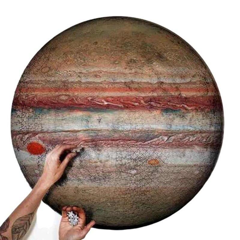 LuxHome Rundt Puslespill – 1000 Biter | Månen, Mars, Venus & Jorden | 68 cm i Diameter
