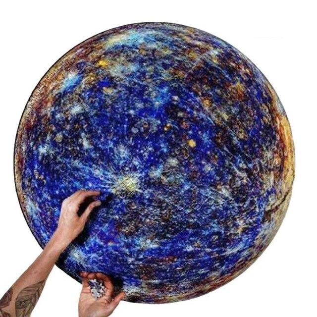 LuxHome Rundt Puslespill – 1000 Biter | Månen, Mars, Venus & Jorden | 68 cm i Diameter