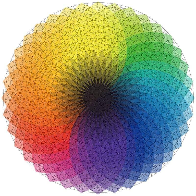 LuxHome Rundt Puslespill – 1000 Biter | Månen, Mars, Venus & Jorden | 68 cm i Diameter