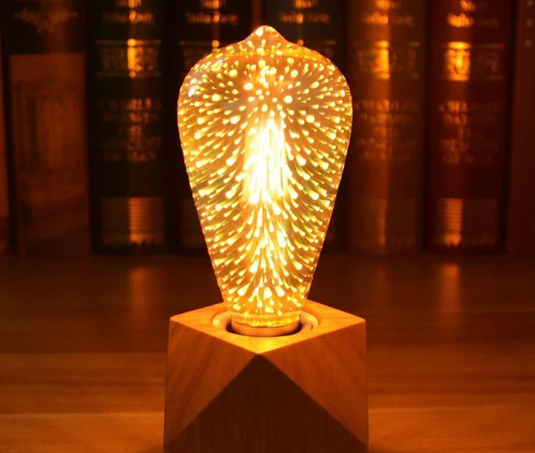 3D LED Dekorativ Lyspære – Sølvbelagt Glass, E27, 6.3 Tommer