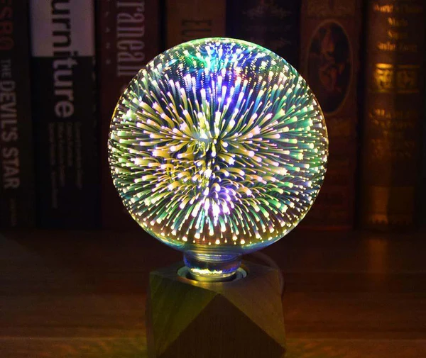 3D LED Dekorativ Lyspære – Sølvbelagt Glass, E27, 6.3 Tommer