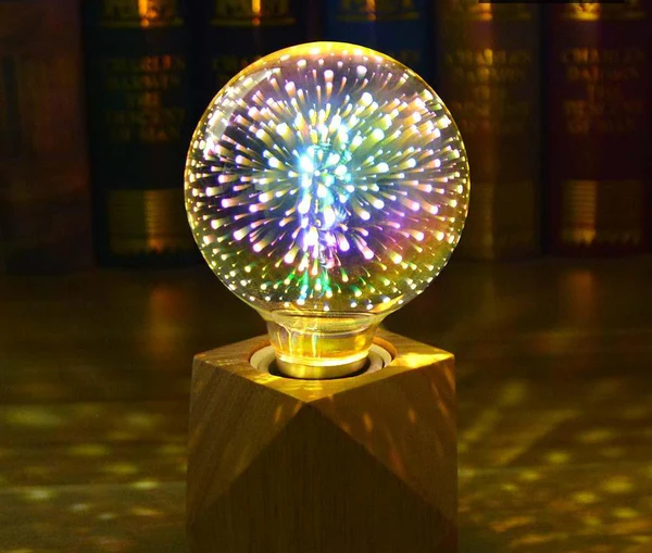 3D LED Dekorativ Lyspære – Sølvbelagt Glass, E27, 6.3 Tommer