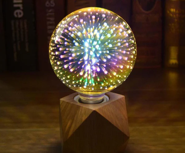 3D LED Dekorativ Lyspære – Sølvbelagt Glass, E27, 6.3 Tommer
