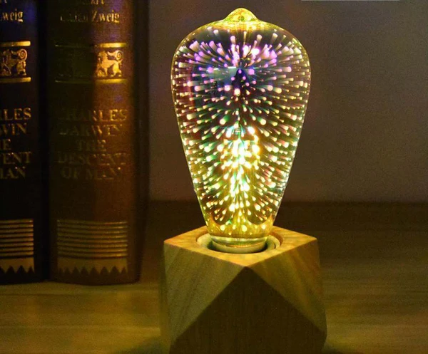 3D LED Dekorativ Lyspære – Sølvbelagt Glass, E27, 6.3 Tommer