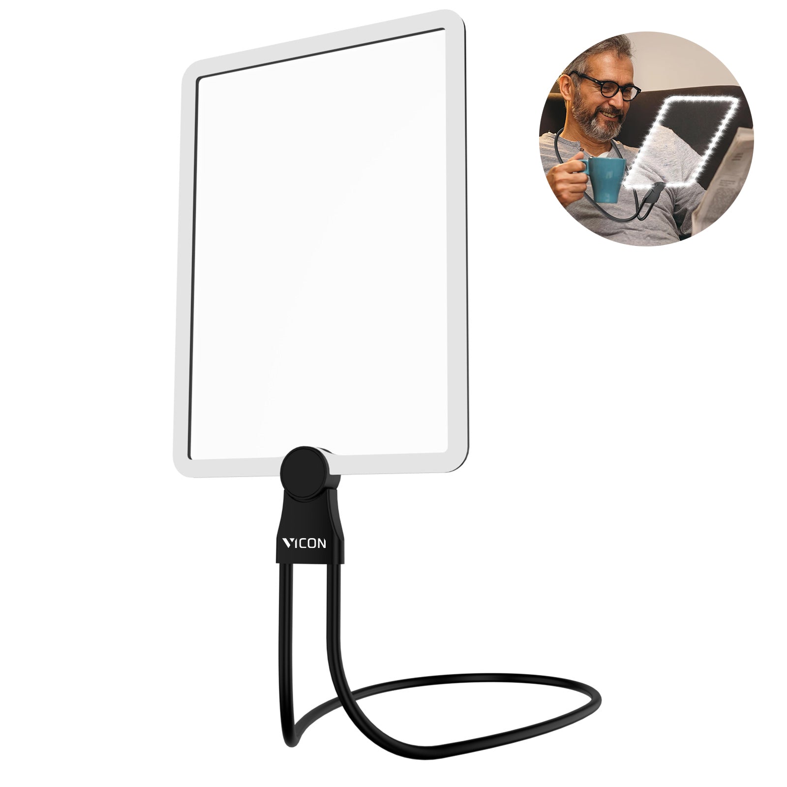 Håndfri Forstørrelsesglass med LED-lys – 5X Forstørrelse, Fleksibel Holder & USB-oppladbar